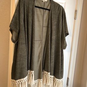 Umgee Plus Size Fringe Cardigan-1X/2X